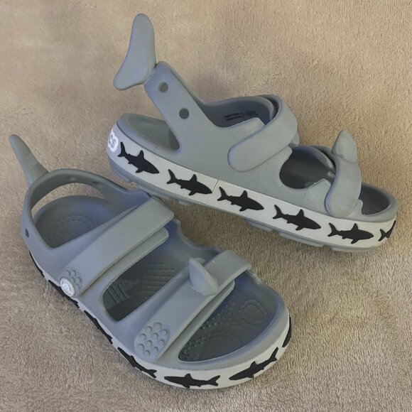 CROCS Other - CROCS CROCBAND SHARK SANDALS Size 10 Toddler in color Light Grey